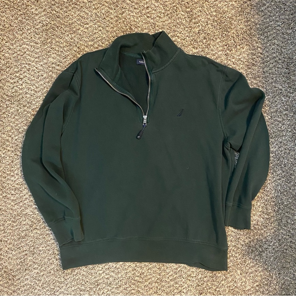 Men’s Dark Green Nautica 1/4 Zip Sweater Size XL
